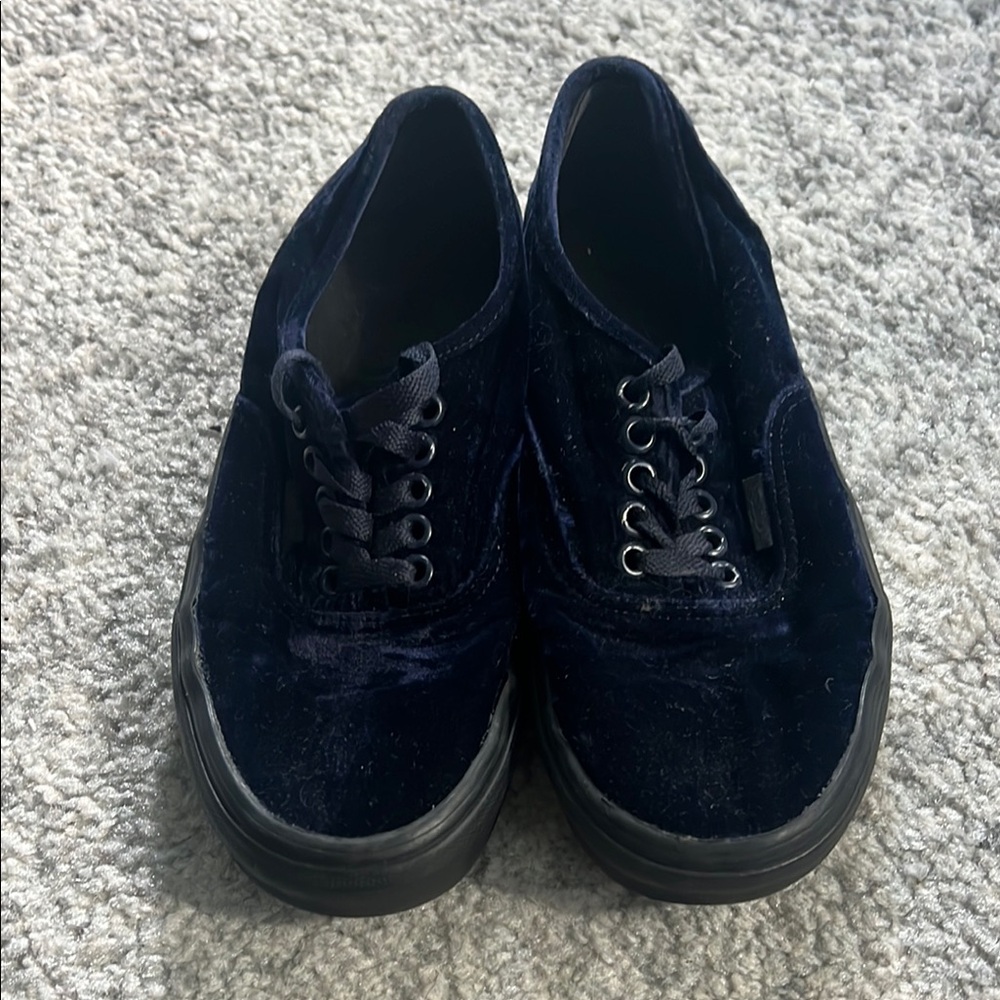 Navy Velvet Vans Sneakers Classic Skate Style